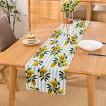 - runner3106 - Realhomes  Mavi Çizgili Limon Desenli Dijital Baskılı Dekoratif Özel Tasarım Runner Realhomes