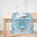 Mavi Renkli Mermer Desenli Dijital Baskılı Özel Tasarım Runner Realhomes