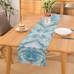 Mavi Renkli Mermer Desenli Dijital Baskılı Özel Tasarım Runner Realhomes