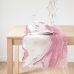 - runner3133-1 - Realhomes  Pembe Beyaz Mermer Desenli Dijital Baskılı Özel Tasarım Runner Realhomes