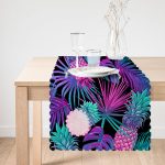 - runner3158-1 - Realhomes  Lacivert Tropikal Desenli Dijital Baskılı Özel Tasarım Runner Realhomes