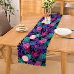 - runner3158 - Realhomes  Lacivert Tropikal Desenli Dijital Baskılı Özel Tasarım Runner Realhomes