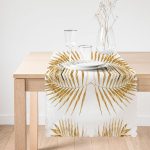 - runner3166-1 - Realhomes  Altın Renkli Palmiye Yaprakları Dijital Baskılı Özel Tasarım Runner Realhomes