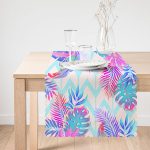 - runner3210-1 - Realhomes  Pudra Zeminli Geometrik Palmiye Yaprakları Modern Özel Tasarım Runner Realhomes