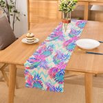 - runner3210 - Realhomes  Pudra Zeminli Geometrik Palmiye Yaprakları Modern Özel Tasarım Runner Realhomes