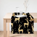 - runner3215-1 - Realhomes  Altın Detaylı Geyikler Desenli Modern Özel Tasarım Runner Realhomes