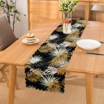 - runner3233 - Realhomes Siyah Zeminde Palmiye Yaprakları Özel Tasarım Runner Realhomes