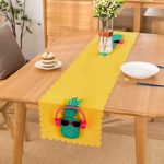 - runner3234 - Realhomes  Sarı Zeminli Ananas Detaylı Modern Özel Tasarım Runner Realhomes