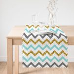 - runner3235-1 - Realhomes  Mavi Gri Gold Zigzag Desenli Özel Tasarım Runner Realhomes