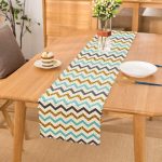 - runner3235 - Realhomes  Mavi Gri Gold Zigzag Desenli Özel Tasarım Runner Realhomes