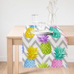 - runner3240-1 - Realhomes  Gri Zigzag Desenli Ananaslar Modern Özel Tasarım Runner Realhomes