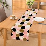 - runner3247 - Realhomes Geometrik Petek Desenli Altın Detaylı Modern Özel Tasarım Runner Realhomes