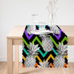 - runner3250-1 - Realhomes  Siyah Zigzag Temalı Ananas Desenli Modern Özel Tasarım Runner Realhomes