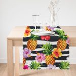 - runner3253-1 - Realhomes  Siyah Zeminli Renkli Ananaslar Özel Tasarım Runner Realhomes