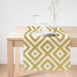 Altın Renkli Geometrik Desenli Özel Tasarım Runner Realhomes