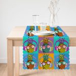 - runner3271-1 - Realhomes  Turuncu Zeminde Summer Ananas Tasarımlı Özel Tasarım Runner Realhomes