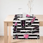 - runner3286-1 - Realhomes Siyah Çizgili Popart Makeup Desenli Dekoratif Özel Tasarım Runner Realhomes