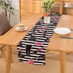 - runner3286 - Realhomes Siyah Çizgili Popart Makeup Desenli Dekoratif Özel Tasarım Runner Realhomes