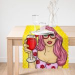 Sarı Zeminli Popart Girl Desenli Dekoratif Özel Tasarım Runner Realhomes