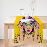 - runner3290-1 - Realhomes  Sarı Puanlı Popart Desenli Dekoratif Özel Tasarım Runner Realhomes