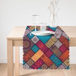 Geometrik Etnik Desenli Özel Tasarım Dekoratif Runner Realhomes