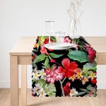 - runner3320-1 - Realhomes  Siyah Zeminde 3D Tropikal Papağanlar Modern Özel Tasarım Runner Realhomes