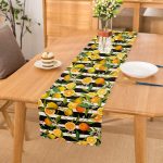 - runner3355 - Realhomes  Çizgili Siyah Zeminli Limon Desenli Dekoratif Özel Tasarım Runner Realhomes