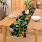 - runner3362 - Realhomes  Siyah Zeminli Geometrik Yapraklar Desenli Özel Tasarım Runner Realhomes