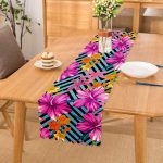 - runner3366 - Realhomes  Mavi Geometrik Zeminli Çiçekler Modern Tasarım Özel Tasarım Runner Realhomes