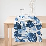 Mavi Amazon Yaprakları Özel Tasarımlı Dekoratif Özel Tasarım Runner Realhomes