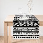 - runner3395-1 - Realhomes  Siyah Beyaz Dekoratif African Motifli Modern Özel Tasarım Runner Realhomes