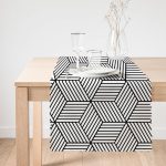 - runner3412-1 - Realhomes  RealHomes 3D Cube Desenli Dijital Baskılı Modern Özel Tasarım Runner Realhomes