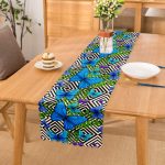 Geometrik Zeminli Mavi Kelebek Baskılı Özel Tasarım Runner Realhomes