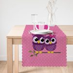 Baykuş Desenli Dijital Baskılı Dekoratif Özel Tasarım Runner Realhomes