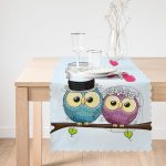 Baykuş Desenli Dijital Baskılı Dekoratif Özel Tasarım Runner Realhomes