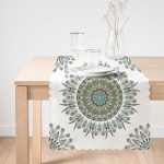 Modern Damask Desenli Dijital Baskılı Dekoratif Runner Realhomes