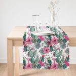 RealHomes Kaktüs Desenli Dijital Baskılı Özel Tasarım Runner Realhomes