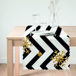 RealHomes Zigzag Zeminde Altın Kar Taneleri Temalı Dekoratif Runner Realhomes