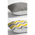 - K2liSet754v954-1 - Realhomes 2'li Sarı Gri Zigzak Tasarımlı Dijital Baskılı Yastık Kırlent Kılıf Seti Realhomes