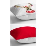 - K2liSet840v956-1 - Realhomes 2'li Yılbaşı Temalı Geyik & Düz Kırmızı Yastık Kırlent Kılıf Seti Realhomes