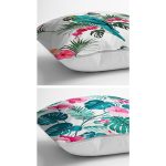 - K2liSet901v2463-1 - Realhomes 2'li Tropik Yaprak Tasarımlı & Papağan Motifli Yastık Kırlent Kılıf Seti Realhomes