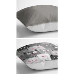 - K2liSet921v954-1 - Realhomes 2'li Gri Kediler & Düz Gri Yastık Kırlent Kılıf Seti Realhomes