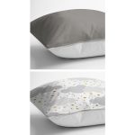 - K2liSet954v977-1 - Realhomes 2'li Çocuk Odası Bulut & Düz Gri Tasarımlı Dekoratif Yastık Kırlent Kılıf Seti Realhomes