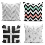 - K4luset3152v3153v3154v3155 - Realhomes 4'lü Mermer Zeminli Geometrik Çizimli Yastık Kırlent Kılıf Seti Realhomes