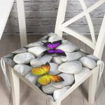 - P12-Gorsel - Realhomes Kelebek Desenli Pofuduk Kare Sandalye Minderi 40x40cm Düğmeli Realhomes