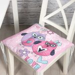 - P134-Gorsel - Realhomes  Baykuş Motifli Pofuduk Kare Sandalye Minderi 40x40cm Düğmeli Realhomes