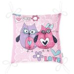 - P134-Gorsel-2 - Realhomes  Baykuş Motifli Pofuduk Kare Sandalye Minderi 40x40cm Düğmeli Realhomes