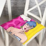 - P164-Gorsel - Realhomes  Pop Art Desenli Pofuduk Kare Sandalye Minderi 40x40cm Düğmeli Realhomes