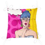 - P164-Gorsel-2 - Realhomes  Pop Art Desenli Pofuduk Kare Sandalye Minderi 40x40cm Düğmeli Realhomes