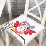 - P205-Gorsel - Realhomes Baykuş Temalı Pofuduk Kare Sandalye Minderi 40x40cm Düğmeli Realhomes